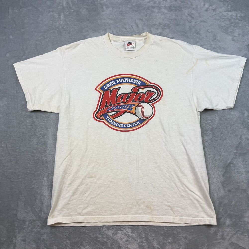 Vintage 90s Nike Greg Mathews Major League Training Center Baseball T-Shirt L - Picture 1 of 8